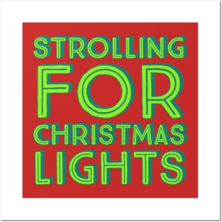 Strolling For Christmas Lights- Green Posters and Art